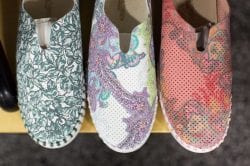 three patterned shoes